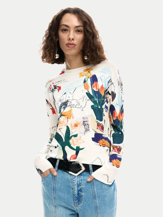 Desigual Desigual Sveter Nantes Lacroix 26SWJF35 Écru Regular Fit