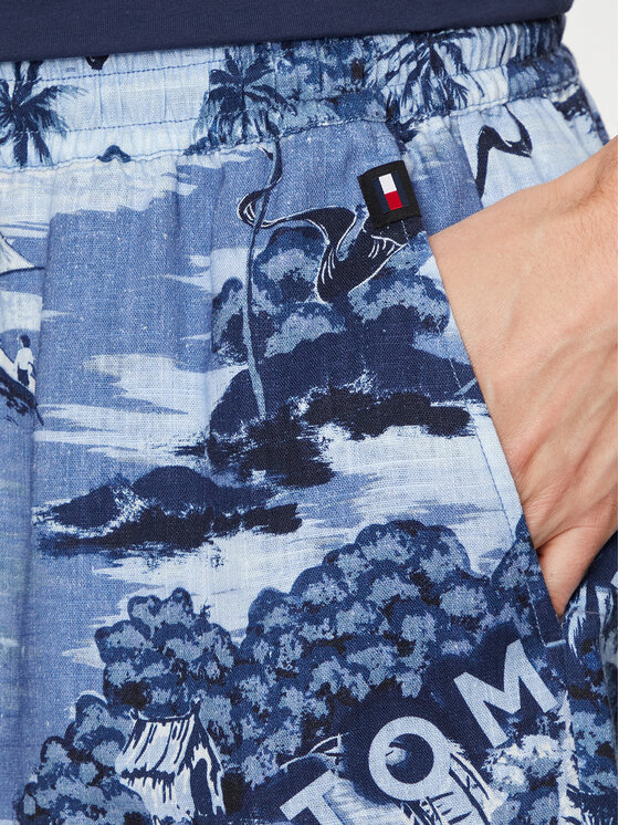 Tommy Jeans Tommy Jeans Medžiaginiai šortai Hawaiian DM0DM18807 Mėlyna Regular Fit