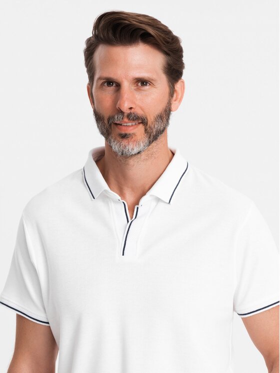 Ombre Ombre Polokošile OM-POSS-0110 Bílá Regular Fit