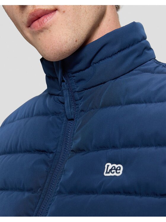 Lee Lee Kurtka puchowa STAND COLLAR PUFFER VEST Niebieski Regular Fit