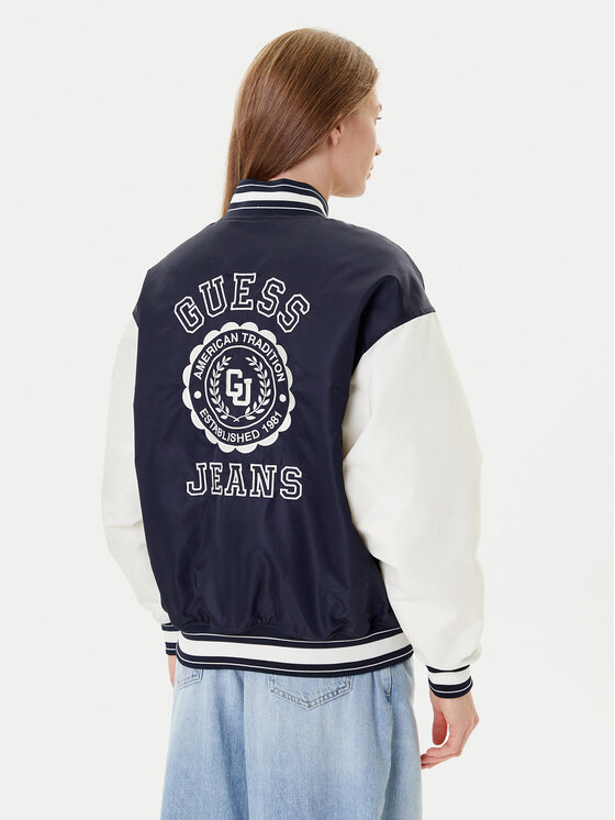Guess Jeans Guess Jeans Kurtka bomber W5YL15 WHAA2 Granatowy Regular Fit