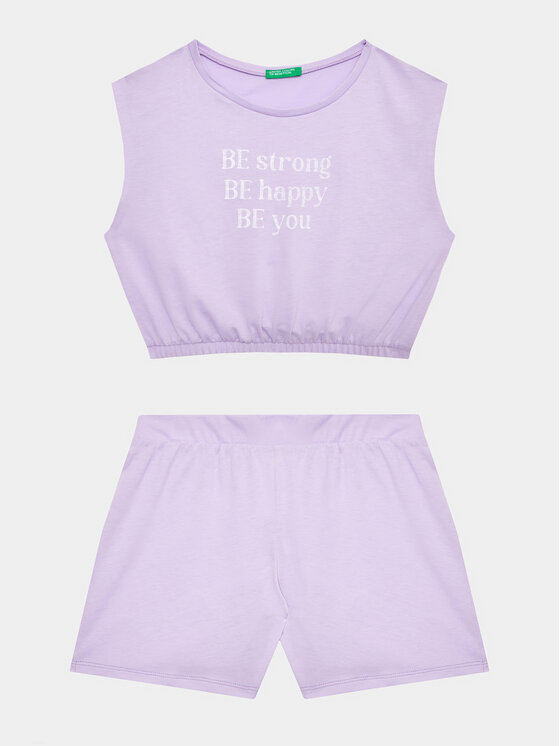 United Colors Of Benetton United Colors Of Benetton Set tricou și pantaloni scurți 3096CK007 Violet Regular Fit