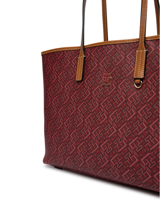 Tommy Hilfiger Tommy Hilfiger Torebka Th Monoplay Tote Le AW0AW17416 Czerwony ciemny