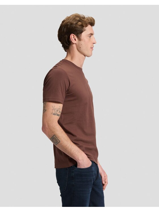 Lee Lee T-Shirt SS PATCH LOGO TEE Brązowy Regular Fit