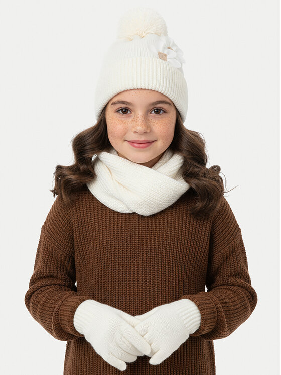 Mayoral Mayoral Set klobuk, bandana in rokavice 10071 Écru