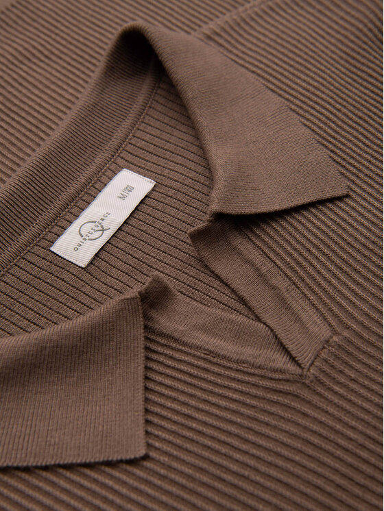 Ombre Ombre Polo OM-POSS-0182 Brązowy Slim Fit