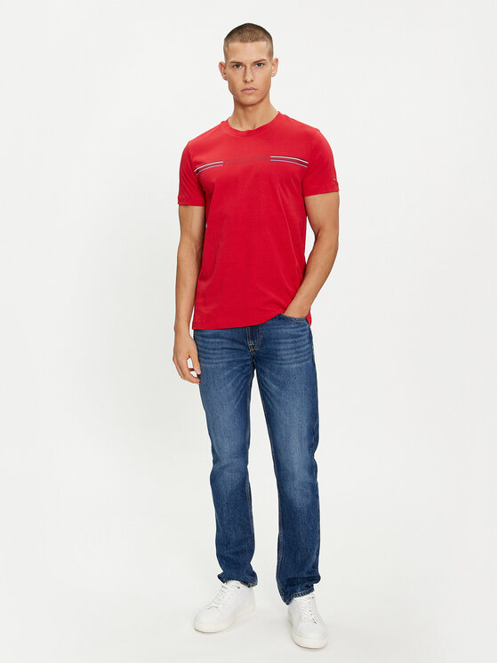 Tommy Hilfiger Tommy Hilfiger T-särk Stripe Chest MW0MW34428 Punane Regular Fit
