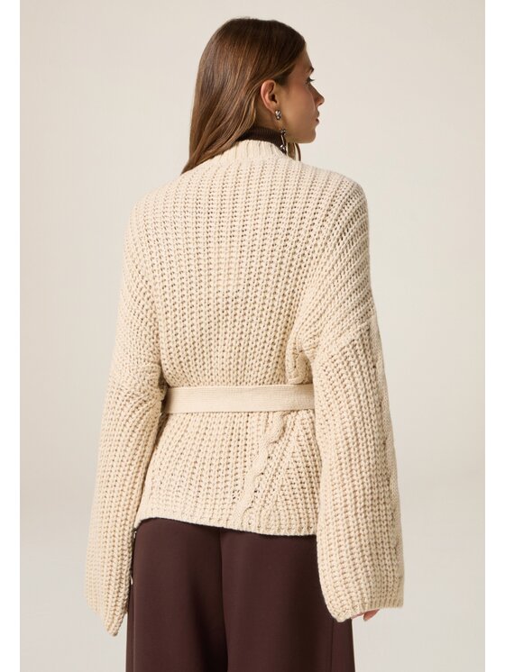 Oltre Oltre Cardigan M137E002140N002 Écru Regular Fit