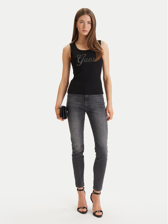 Guess Guess Top W6GP22 K2954 Negru Regular Fit