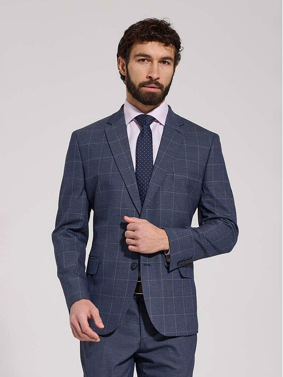 VILLARO VILLARO Marynarka MAR507 Niebieski Slim Fit