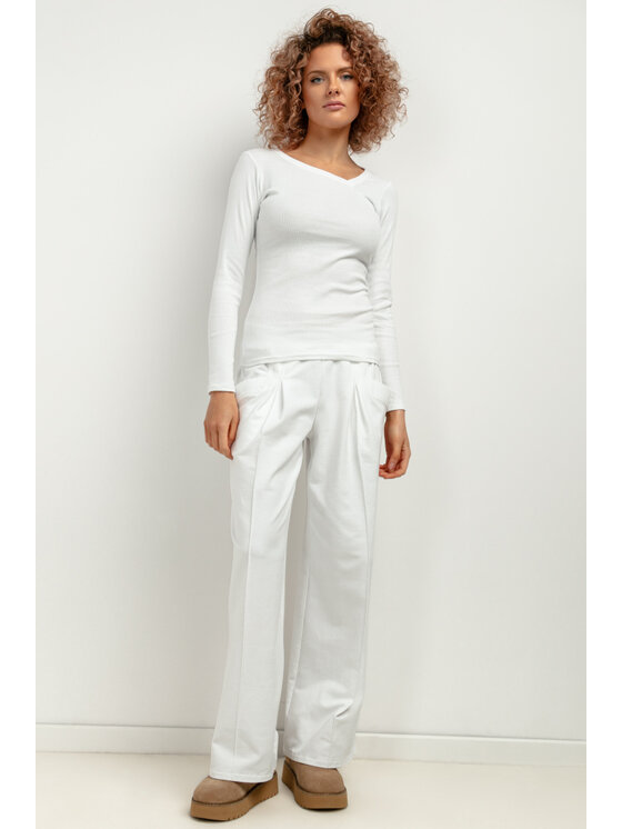 Tessita Tessita Bluzka T421/1/M Biały Slim Fit