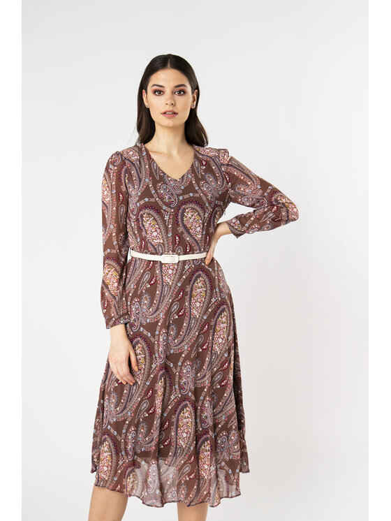 QUIOSQUE QUIOSQUE Každodenné šaty MISS PAISLAY DRESS Hnedá Regular Fit