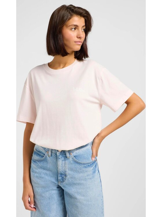 Lee Lee T-Shirt Graphic Tee Różowy Relaxed Fit