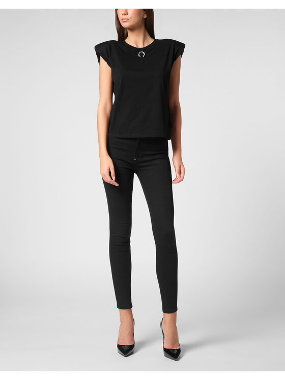PHILIPP PLEIN PHILIPP PLEIN Tank top 9537 Czarny Skin Tight Fit