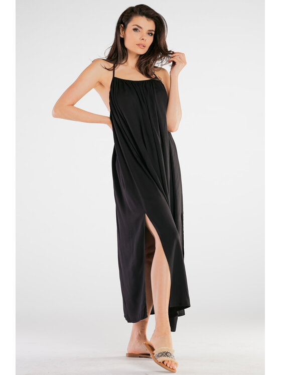 Awama Awama Sukienka letnia A428 Czarny Basic Fit