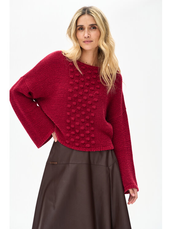 blue shadow blue shadow Sweter Colix Czerwony Regular Fit