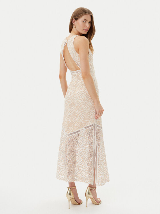 Guess Guess Rochie cocktail W5GT37 KCS90 Bej Slim Fit