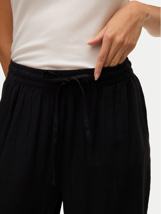 Vero Moda Vero Moda Kalhoty z materiálu Linn 10305091 Černá Loose Fit