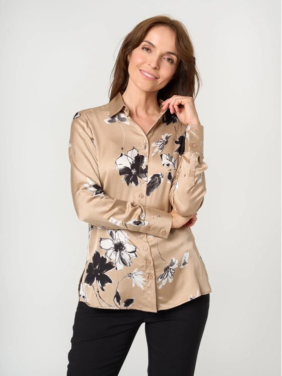 Willsoor Willsoor Bluzka 61521 Beżowy Regular Fit