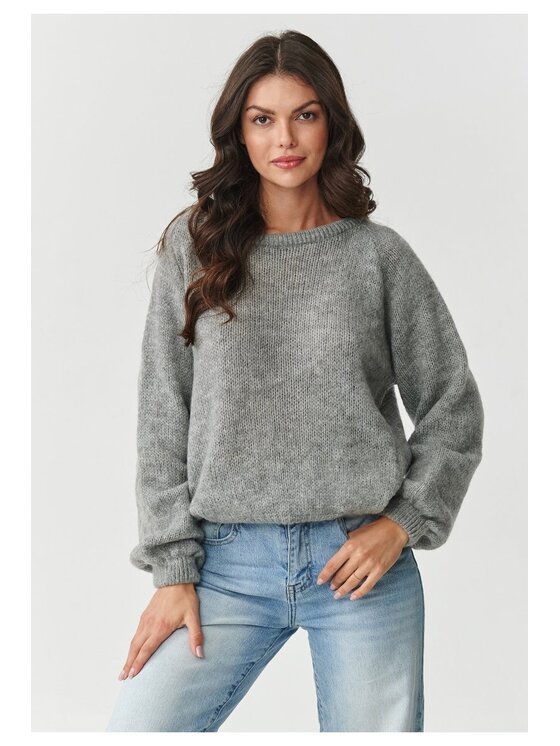 Makadamia Makadamia Sweter S168 Szary Boxy Fit
