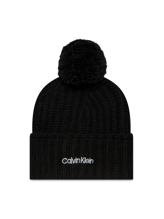 Calvin Klein Calvin Klein Czapka Oversized Knit Beanie W/Pompom K60K608535 Czarny