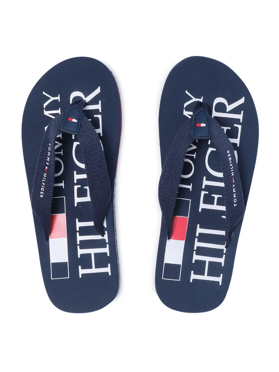 Tommy Hilfiger Tommy Hilfiger Japonki Logo print Flip Flop T3B0-30982-0058 S Granatowy