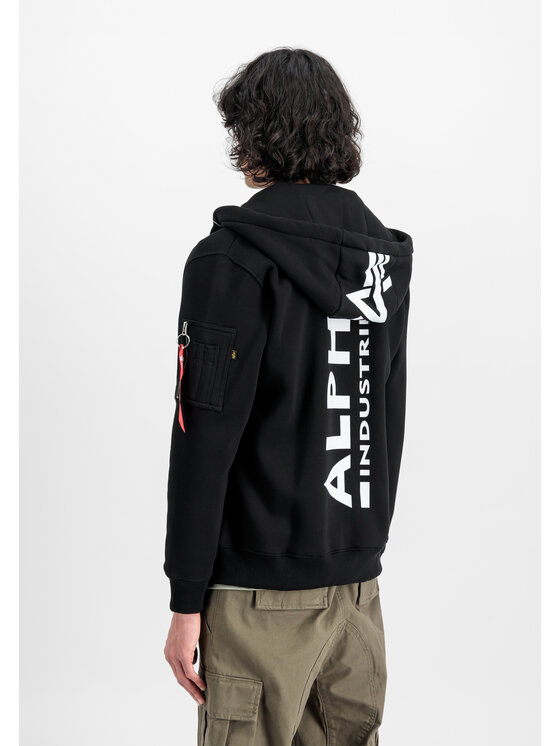 Alpha Industries Alpha Industries Bluza Back Print Zip Hoodie Czarny Regular Fit
