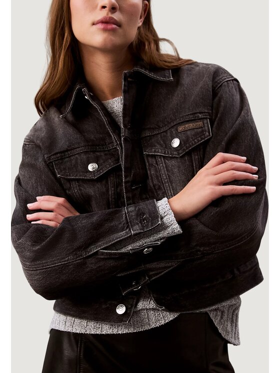 Calvin Klein Jeans Calvin Klein Jeans Μπουφάν δερμάτινο 90s TRUCKER BLACK FO Μαύρο Casual Fit