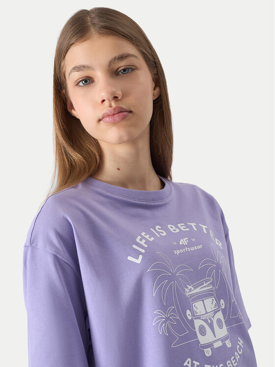 4F 4F T-shirt 4FJWSS24TTSHF1146 Ljubičasta Loose Fit