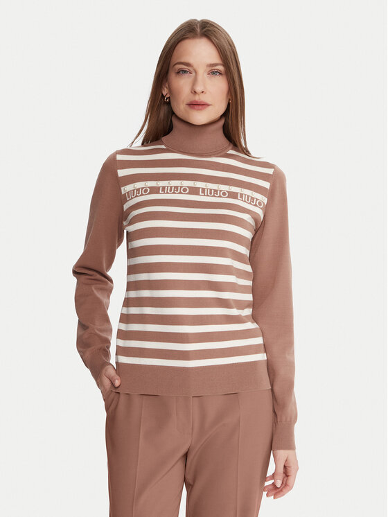Liu Jo Sport Liu Jo Sport Krekls ar augstu apkakli TF5219 MS63L Bēšs Regular Fit