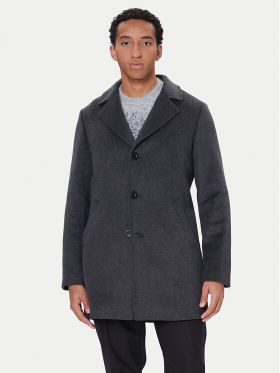 Guess Guess Vlněný kabát M4BL3S WGJ82 Šedá Slim Fit