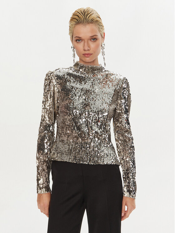 Bruuns Bazaar Bruuns Bazaar Bluzka Aniqa BBW4155 Srebrny Regular Fit