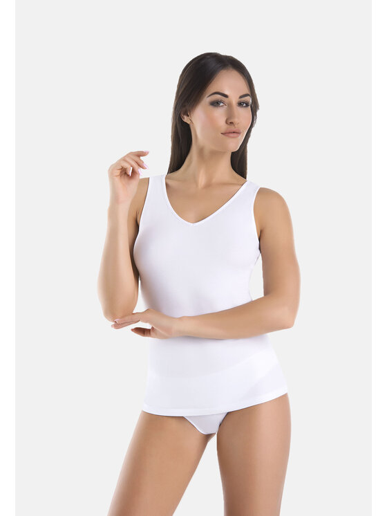 Teyli Teyli Top Koszulka bawełniana Claudia V Biały Standard Fit
