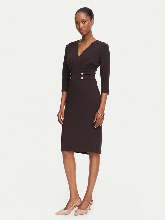 Rinascimento Rinascimento Коктейльна сукня CFC0131070003 Темно-коричневий Slim Fit