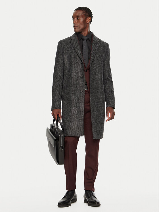 BOSS Boss Cappotto di transizione H-Hyde 50528132 Nero Slim Fit