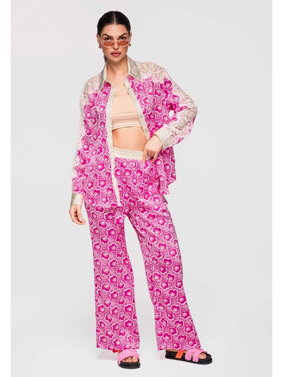 Ombre Ombre Koszula OW-SH-E0023 Różowy Loose Fit