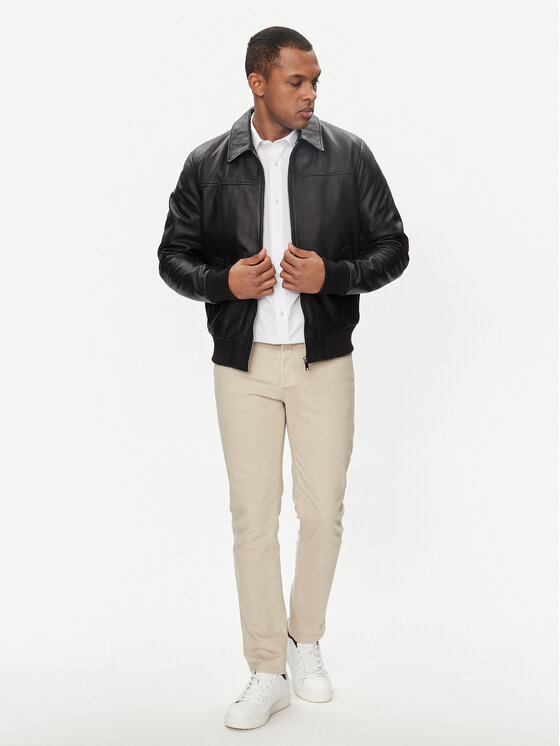 Serge Pariente Serge Pariente Geacă de piele Amos Negru Regular Fit