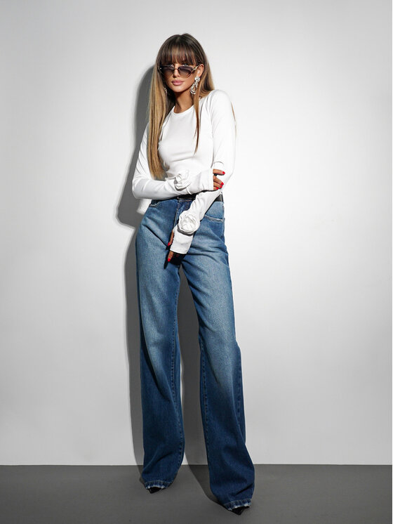 LilaLou LilaLou Blúzka Amber Biela Slim Fit