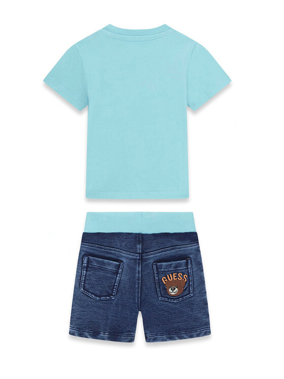 Guess Guess Komplet majica in kratke hlače I6GG05 K8HM4 Turkizna Regular Fit