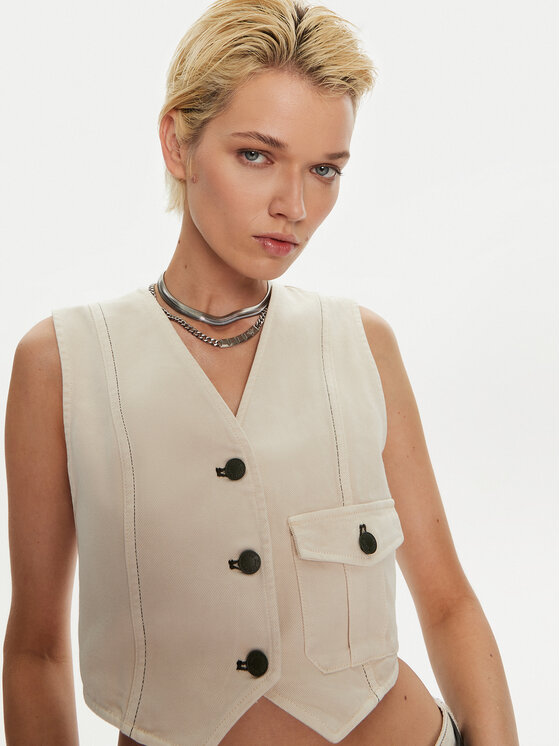 Miss Sixty Miss Sixty Kamizelka 6L3WJ4620000 Écru Regular Fit