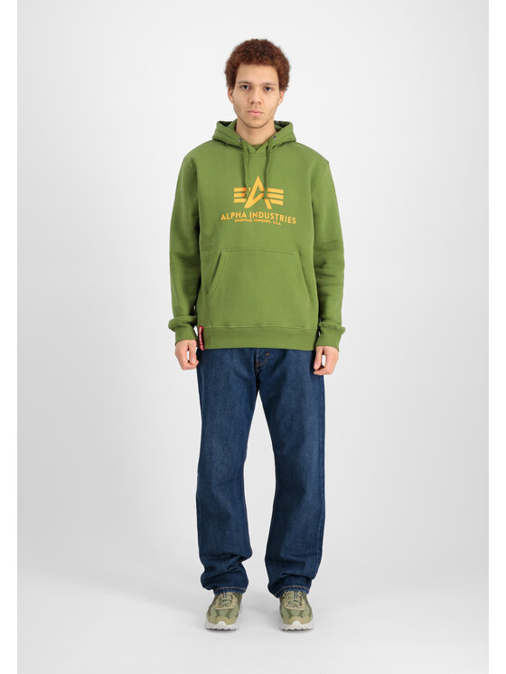 Alpha Industries Alpha Industries Bluza Basic Big Logo Hoodie Zielony Regular Fit