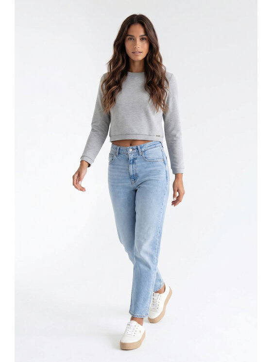 FIGL FIGL Mikina M1375 Sivá Regular Fit