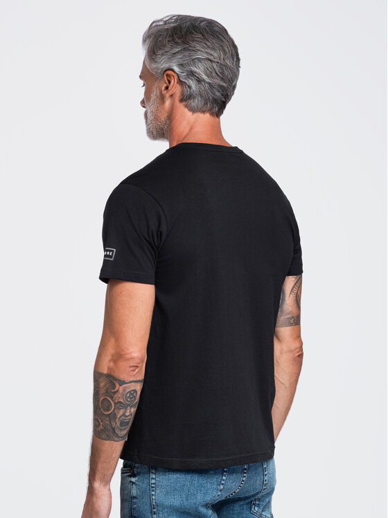 Ombre Ombre T-Shirt OM-TSPT-0297 Czarny Regular Fit