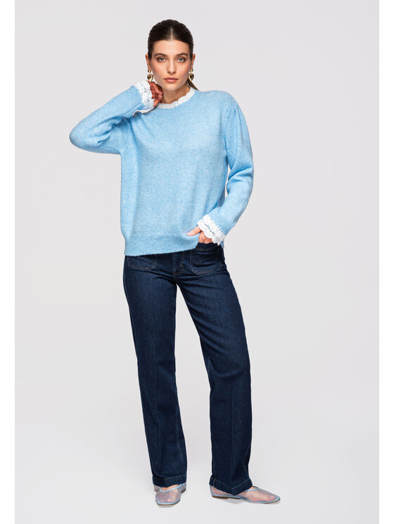 Ombre Ombre Svetr OW-SWSW-0105 Modrá Regular Fit