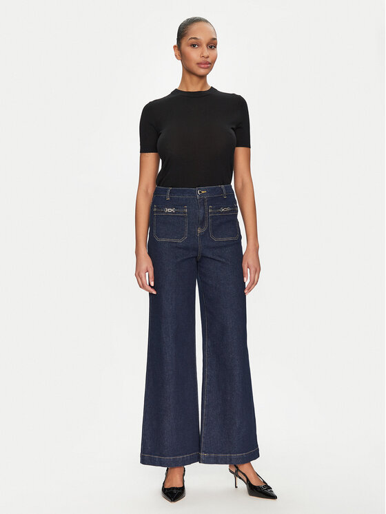 Morgan Morgan Jeansy 251-PSOFT Tmavomodrá Wide Leg