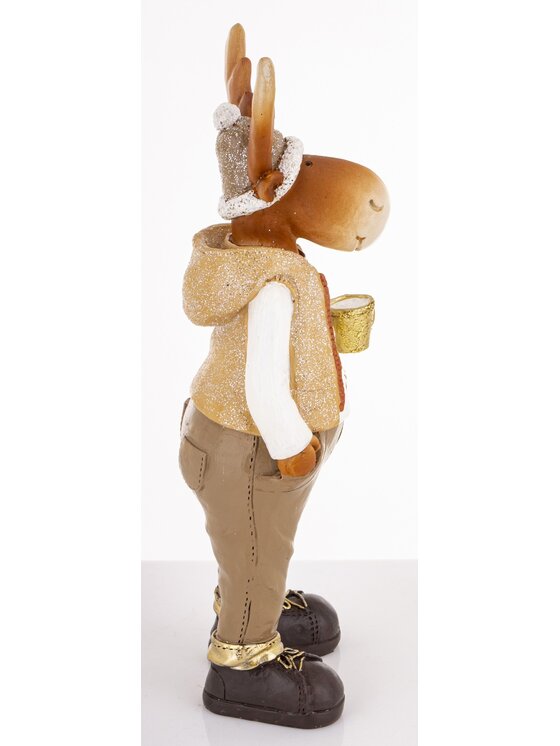 MIAhome MIAhome Figurka łoś 30x10x10 cm ALCE z kawą Kolorowy