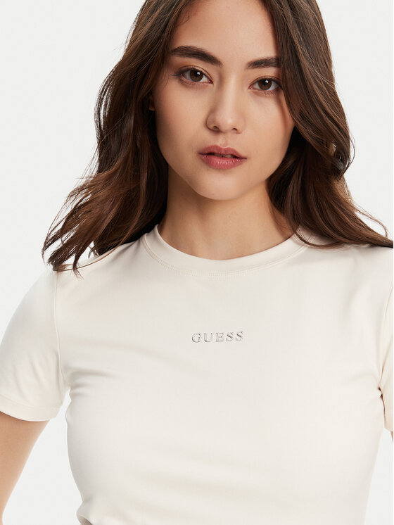 Guess Guess Tricou V5RI10 KCD02 Écru Regular Fit