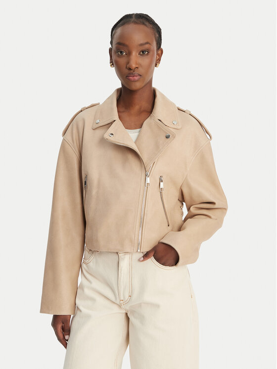 BOSS Geacă de piele C_Salace 50554143 Bej Regular Fit