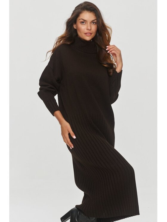 Makadamia Makadamia Sweter S154 Brązowy Loose Fit