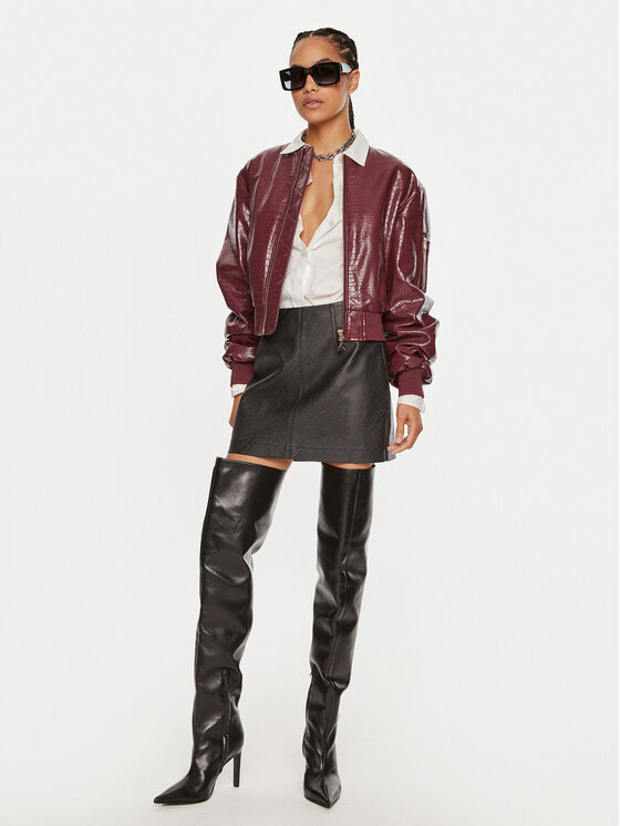 Patrizia Pepe Patrizia Pepe Ādas imitācijas jaka 8O0136 E050 Bordo Regular Fit